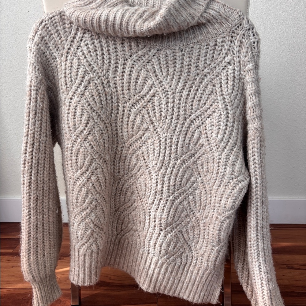 a New Day Chunky Cream Cable Knit Turtleneck Sweater